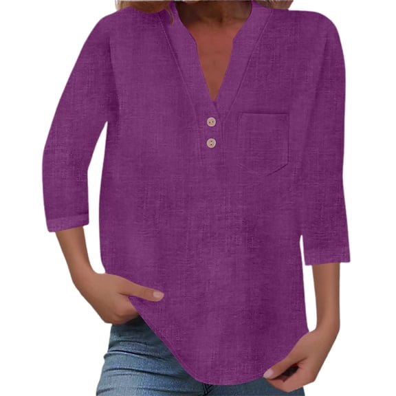 XIAONU Women's Summer Casual Short Sleeve StCollar Button Up Pocket Shirt Comfortable Loose Fit Tunic Top Blouse