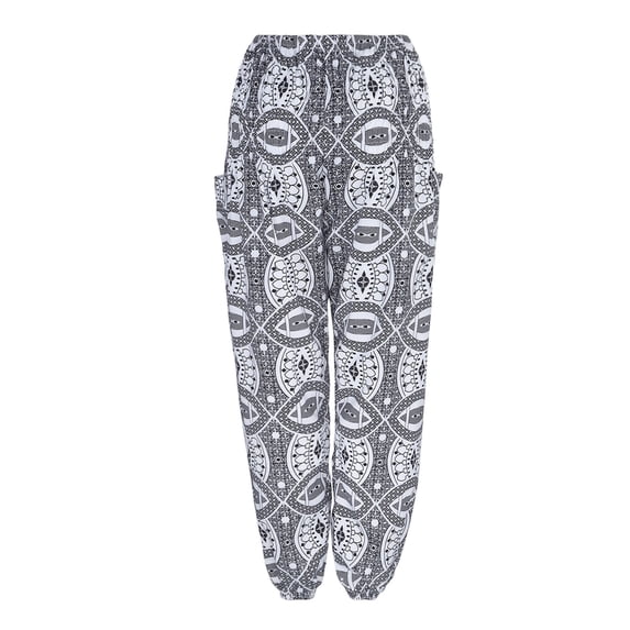 XIAONU Women's Tie Dye Harem Pants High Waist Ruched Trousers Breathable Casual Lounge Bottoms Grey