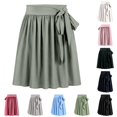 thumbnail image 1 of XIAONU Women's Tie Wrap Skirt High Waist Pleated A Line Midi Casual Bottoms, 1 of 6