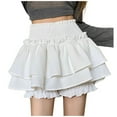 thumbnail image 1 of XIAONU Women's Tiered Ruffle Mini Skirt Smocked High-Waisted Bubble Skirt Y2K Style Casual Streetwear Party Skirts, 1 of 9