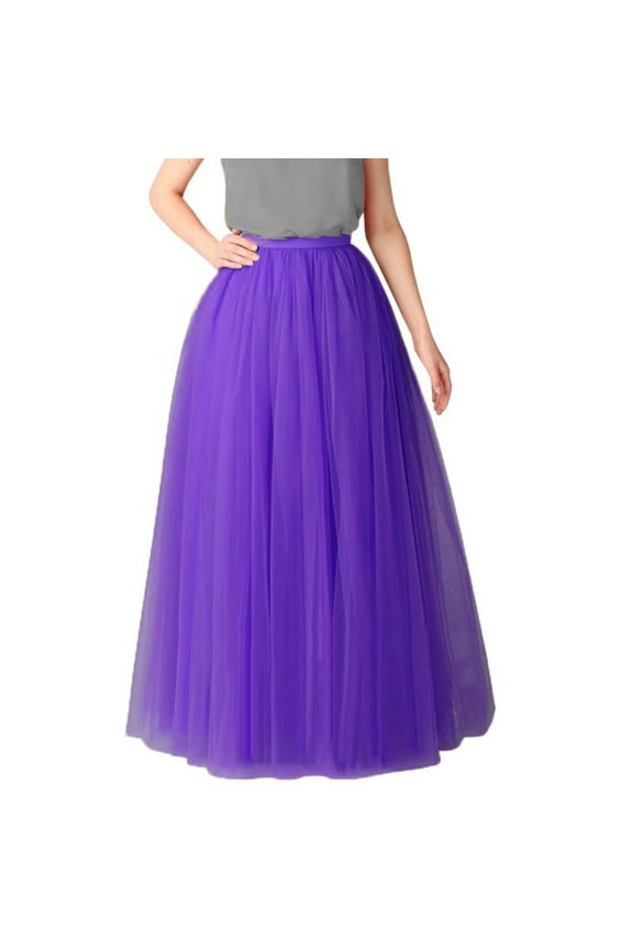 Women's Tulle Maxi Skirt High Waist Flowy Layered Skirts Elegant Formal Evening Skirts