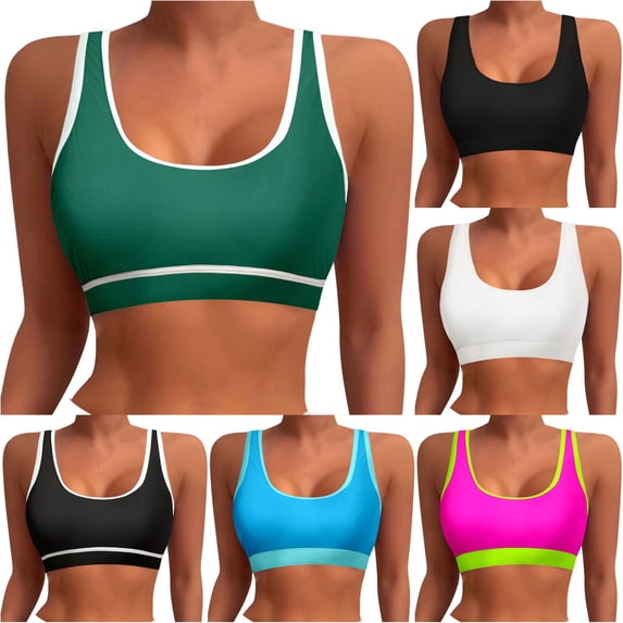 XIAONU Women's U Neck Swim Top Sleeveless Summer Pool Swim Separates