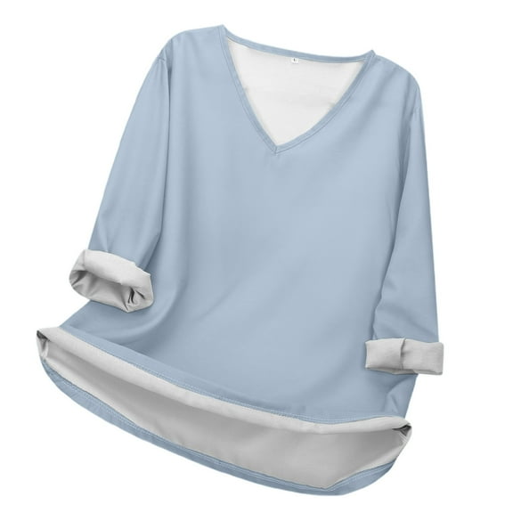 XIAONU Women's V-Neck Long Sleeve Shirt Loose Fit Short Sleeves Casual Tees Daily Wear All Season Comfort Top