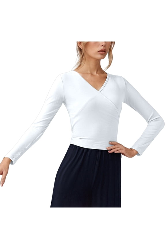 Women's V Neck Long Sleeve Wrap Tie T-Shirt Casual Daily Wear Dance Leisure Activities