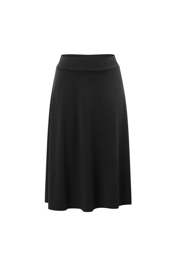 Womens A-Line Midi Skirt Stretch Knit Flowy Skirt Comfortable Casual Simple Office Skirt
