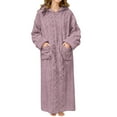 thumbnail image 1 of XIAONU Womens Cable Knit Hooded Fuzzy Robe With Pockets Oversized Long Sleeve Loungewear Robe Warm Cozy Sleepwear Robe, 1 of 3
