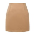 thumbnail image 1 of XIAONU Womens Camel High-Waist Mini Skirt Smooth Fabric Bodycon A-Line Design Office Versatile Short Skirt, 1 of 3