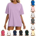 thumbnail image 1 of XIAONU Womens Crew Neck T Shirt Short Sleeve Oversized Casual Tees Tops, 1 of 4