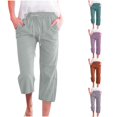 thumbnail image 1 of XIAONU Womens Drawstring Capri Pants Solid Side Pockets Daily Wear Capris, 1 of 5
