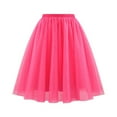 thumbnail image 1 of XIAONU Womens Elastic Waist Tulle Skirt A Line Flowy Mid Length Layered Casual Elegant Midi Skirt, 1 of 2