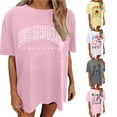 thumbnail image 1 of XIAONU Womens Giraffe Graphic Crew Neck T Shirt Loose Oversized Short Sleeve Tops Casual Daily Longline Tee, 1 of 4