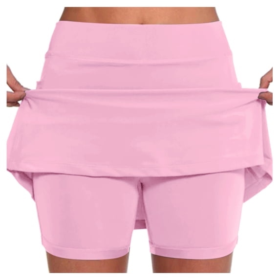 XIAONU Womens High Waist Athletic Skort Layered Design Built-in Short Skort Comfy Tennis Golf Running Skort
