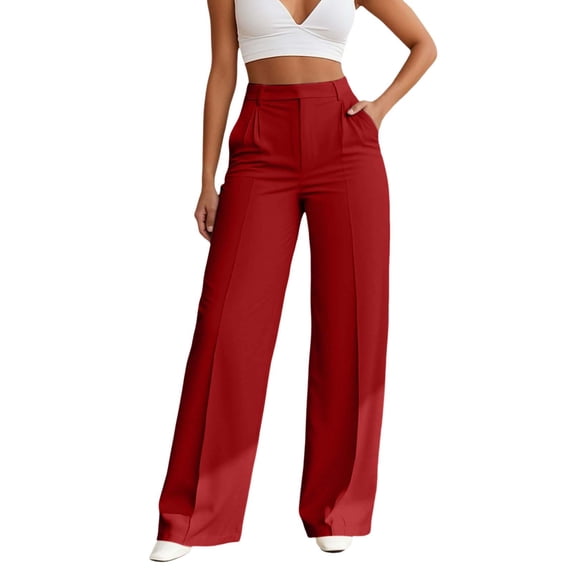 XIAONU Womens High Waist Wide Leg Suit Pants Flowy Straight Leg Trousers For Office And Casual Wear Black