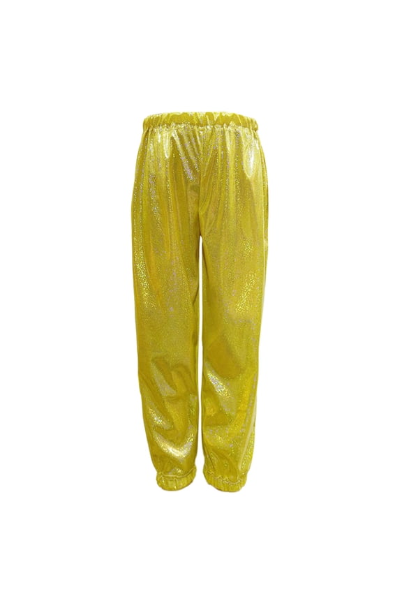 Womens Holographic Joggers Shiny Iridescent Elastic Waist Pants For Party Dance Festival