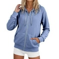 thumbnail image 1 of XIAONU Womens Hoodies Baggy Fit Long Sleeve Zipper Hoodies Sweatshirts Pullover Solid Color Pockets Trendy Hooded Streetwear, 1 of 4