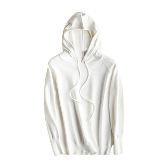 XIAONU Womens Hoodies Baggy -Lined Knitted Hoodie Sweatshirts Solid Color Long Sleeve Drawstring Pullover Hooded