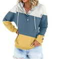 thumbnail image 1 of XIAONU Womens Hoodies Button Polo Collar Color Blocked Hooded Sweatshirt Sporty Pleasure Baggy Long Sleeve Pullover Hoodie With Pockets, 1 of 4