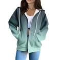 thumbnail image 1 of XIAONU Womens Hoodies Gradient Color Drawstring Zippered Hoodie Solid Color Baggy Hooded Sweatshirt Jacket With Pockets, 1 of 5