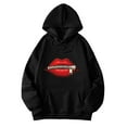 thumbnail image 1 of XIAONU Womens Hoodies Lip Print Floral Hooded Sweatshirt Baggy Long Sleeves Drawstring Hoodie Tops With Pockets, 1 of 3