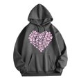 thumbnail image 1 of XIAONU Womens Hoodies Long Sleeve Heart Print Drawstring Hooded Sweatshirts Kangaroo Pockets Oversized Hoodie Streetwear, 1 of 6
