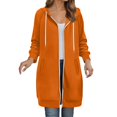 thumbnail image 1 of XIAONU Womens Hoodies Loose Fit Long Sleeve Zip Up Long Hooded Jacket Side Pockets Solid Color Winter Drawstrings Hoodie Coat Red M, 1 of 4