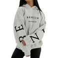 thumbnail image 1 of XIAONU Womens Hoodies Peasure Letter Print Hoodie Sweatshirt With Kangaroo Pocket Baggy Pullover Hooded Jackets, 1 of 5