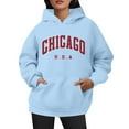 thumbnail image 1 of XIAONU Womens Hoodies Retro Letter Print Drawstring Hooded Sweatshirt With Kangaroo Pocket Drawstring Long Sleeve Fleece Lined Pullover Hoodie, 1 of 4