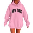 thumbnail image 1 of XIAONU Womens Hoodies Retro Letter Print Hooded Fleece Sweatshirt Peasure Long Sleeve With Pocket Drawstring Hoodie, 1 of 4