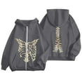 thumbnail image 1 of XIAONU Womens Hoodies Skull Print Zippered Fleece Hoodie Jacket Baggy Long Sleeve With Pockets Drawstring Hoodie, 1 of 4