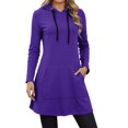 thumbnail image 1 of XIAONU Womens Hoodies Solid Color Kangaroo Pocket Long Hoodie Dress Baggy Long Sleeve Drawstring Oversized Pullover Hoodie Sweatshirts, 1 of 6