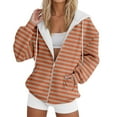 thumbnail image 1 of XIAONU Womens Hoodies Striped Printed Zip Up Drawstring Hooded Sweatshirt Waist Tie Long Sleeves Comfortable For Outdoor Sports Hoodie, 1 of 4