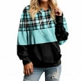 thumbnail image 1 of XIAONU Womens Hoodies Trendy Checkered Printed Drawstring Hoodie Long Sleeved Baggy Pocket Color Blocked Pullover Sport Hoodie, 1 of 4