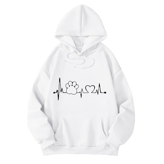 XIAONU Womens Hoodies Trendy Printed Drawstring Hoodie Sweatshirts Baggy Long Sleeves Oversized Pockets Hooded