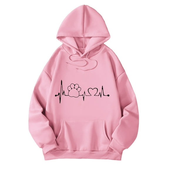 XIAONU Womens Hoodies Trendy Printed Drawstring Hoodie Sweatshirts Baggy Long Sleeves Oversized Pockets Hooded