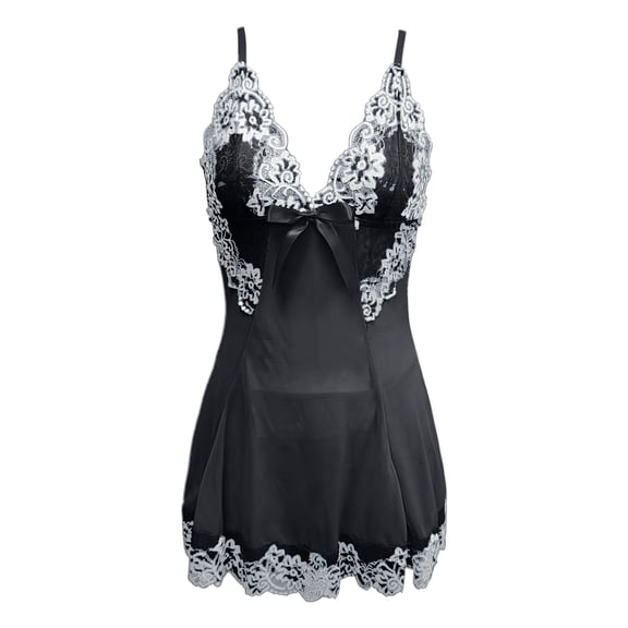XIAONU Womens Lace Satin Chemise Loose Sleeveless V Neck Loungewear Soft Elegant Sleep Nightgowns