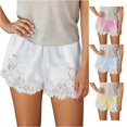 thumbnail image 1 of XIAONU Womens Lace Shorts Elastic Waist Hem Casual Shorts, 1 of 4