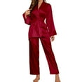 thumbnail image 1 of XIAONU Womens Satin Robe & Pants Set Long-Sleeve Belted Loungewear Elegance Post-Bath Relaxation Homewear, 1 of 5