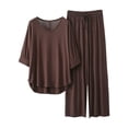 thumbnail image 1 of XIAONU Womens Modal Pajama Set Loose Fit Three Quarter Sleeve V Neck Loungewear Set Soft Casual Sleep Pajamas, 1 of 3
