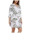 thumbnail image 1 of XIAONU Womens Modal Wrap Belted Robe Loose Fit Three Quarter Sleeve V Neck Loungewear Soft Comfy Sleep Robes, 1 of 4