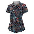 thumbnail image 1 of XIAONU Womens’ Paisley Print Polo Shirt Short Sleeve Collared Slim Fit Vibrant Pattern Casual Daily Polos, 1 of 3