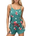 thumbnail image 1 of XIAONU Womens Pajama Sets Christmas Printed Trendy Spaghetti Top Shorts Homewear Set Leisure Comfortable Baggy Holiday Pajamas, 1 of 6