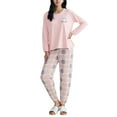 thumbnail image 1 of XIAONU Womens Pajama Sets Cute Cartoon Round Neck Top Long Sleeve And Pants Set Baggy Fitting Pullover Two Piece Homewear, 1 of 4