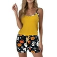 thumbnail image 1 of XIAONU Womens Pajama Sets Halloween Color Blocking Pleasure Loungewear Trendy Short Strappy Shorts Slim Fit Sleepwear, 1 of 4