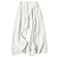 thumbnail image 1 of XIAONU Womens Pants Cotton-Linen Wide-Leg Culotte Pants Drapey baggy Semi-Elastic High-Waisted Slimming Cropped Pants, 1 of 9