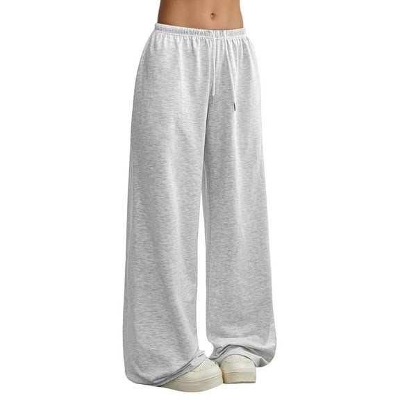 XIAONU Womens Pants High-Waisted Solid Color pleasure Straight-Leg Pants With Drawstring Trendy baggy Sportswear Essential