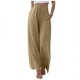 thumbnail image 1 of XIAONU Womens Pants High Waisted Wide Leg Palazzo Pants pleasure Summer Drawstring Trousers Flowy Beach Pants With Pockets, 1 of 6