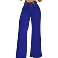 thumbnail image 1 of XIAONU Womens Pants Hollowed Out Utetheisa Kong Waistband Slim Fit Trousers Flared Pants pleasure Solid Color High Waisted Wide Leg Pants, 1 of 5