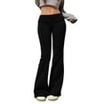 thumbnail image 1 of XIAONU Womens Pants Low Rise Slim Fit Versatile Flared Pants Solid Colored Thin Warm Floor Length Pants, 1 of 8