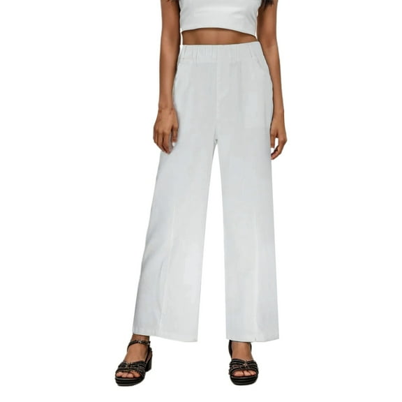 XIAONU Womens Pants Low Waisted Baggy Seamed Front Wide Leg Jeans Vintage Trendy Elastic Slim-Fit Trousers Sweatpants