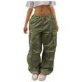 thumbnail image 1 of XIAONU Womens Pants Oversized Drawstring Straight-Leg Cargo Pants Solid Color baggy pleasure Trousers With Pockets, 1 of 8